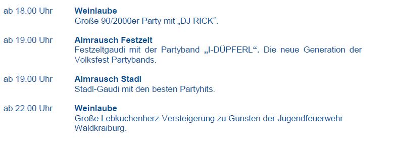 Programm 13. Juli