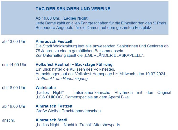 Programm 15. Juli 