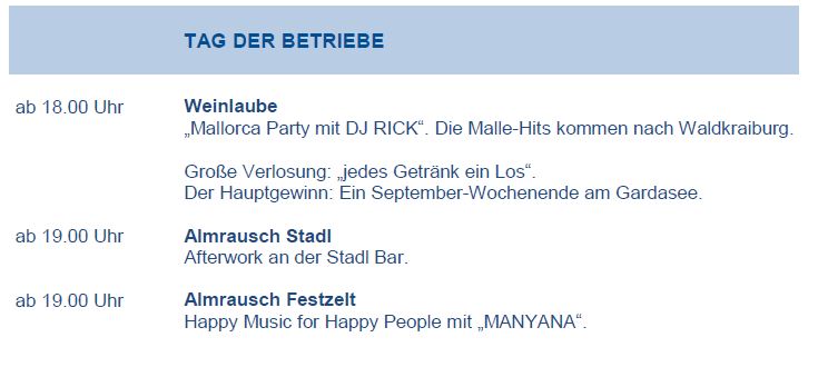 Programm 19. Juli 