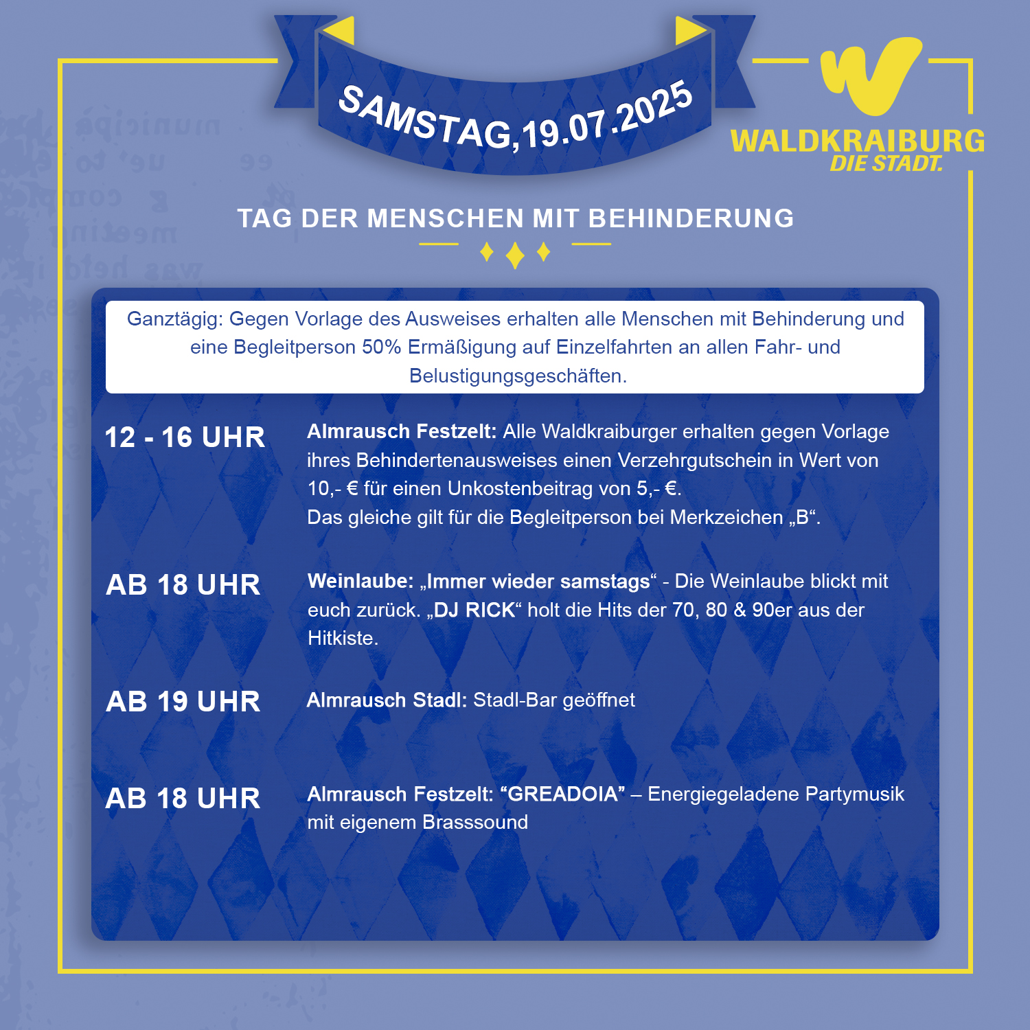 Samstag, 19.7.2025