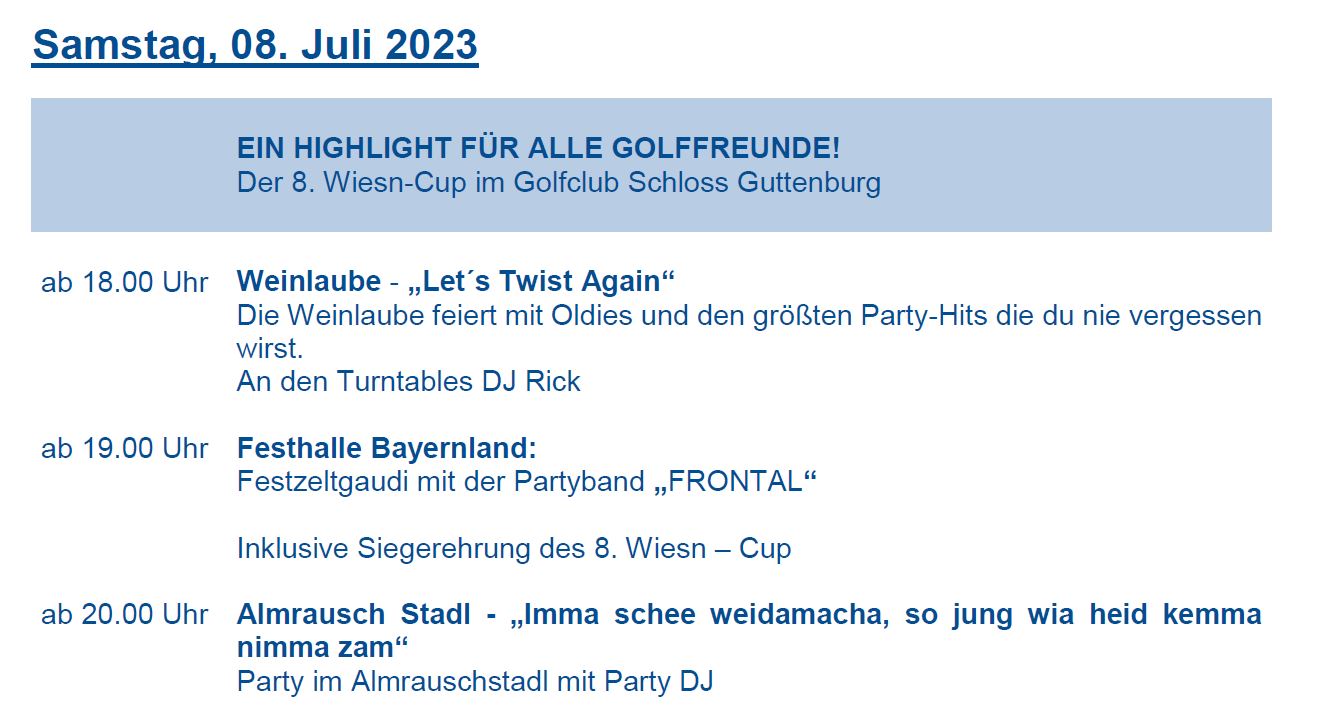 Programm Samstag, 8. Juli 2023