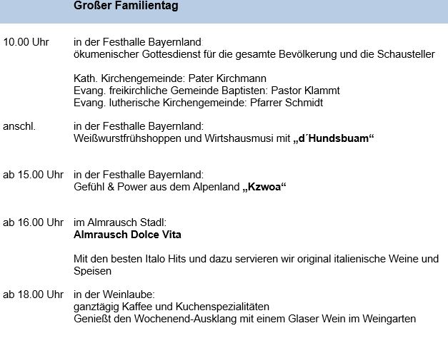 Programm Sonntag 10. Juli Programm Sonntag 10. Juli